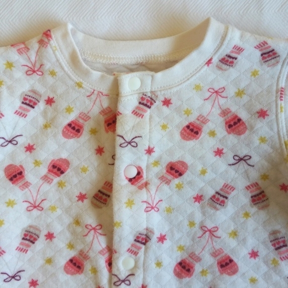 adorable quilted winter theme snap sleeper pajamas jumpsuit 3 months baby girl - Picture 2 of 8